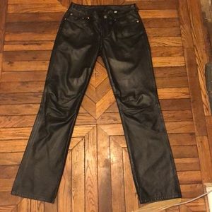 Genuine soft black leather pants